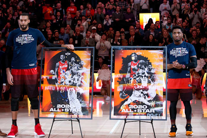 Rudy Gobert Donovan Mitchell 2020 All Star Presentation